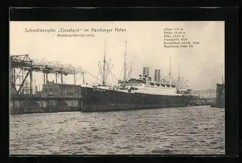 AK Hamburg, Passagierschiff Cleveland der Hamburg-Amerika Linie