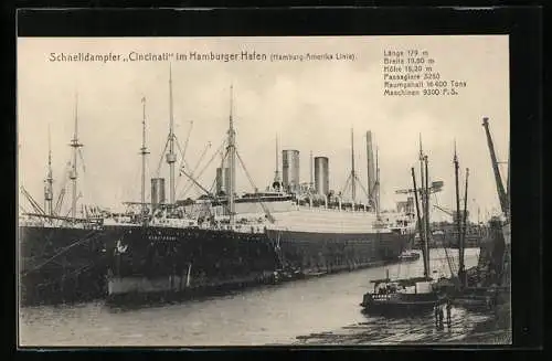 AK Passagierschiff Cincinati im Hamburger Hafen