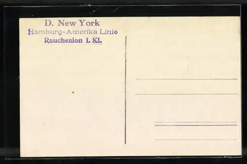 Foto-AK Passagierschiff New York der H.-A.-Linie, Rauchsalon 1. Klasse