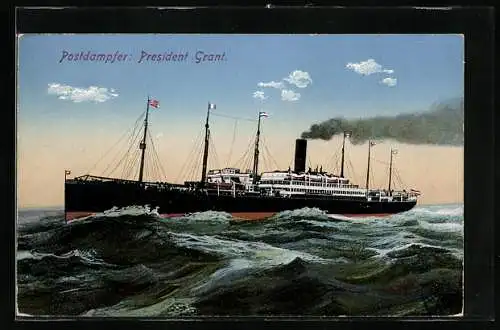AK Postdampfer President Grant in voller Fahrt