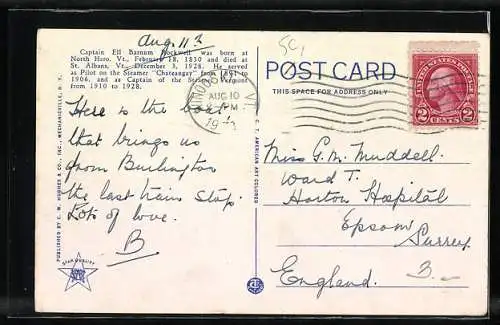 AK Chateaugay on Lake Champlain, Captain Ell Barnum Rockwell