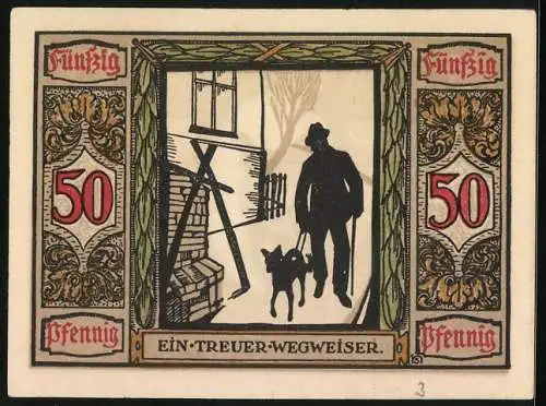 Notgeld Oldenburg 1921, 50 Pfennig, Deutscher Führhund für Kriegsblinde