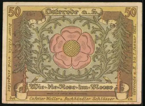 Notgeld Osterode a. H. 1922, 50 Pfennig, Historische Figuren und Rose