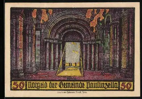 Notgeld Paulinzella 1922, 50 Pfennig, Innenansicht der Klosterruine