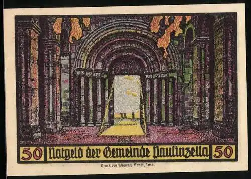Notgeld Paulinzella 1922, 50 Pfennig, Inneres der Klosterruine