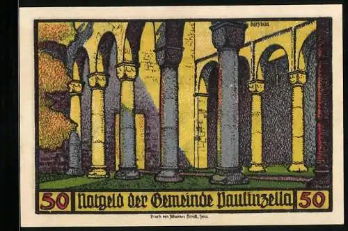 Notgeld Paulinzella 1922, 50 Pfennig, Die Klosterruine im Sonnenschein