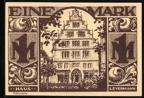 Notgeld Paderborn 1921, 1 Mark, Schmiede am Amboss