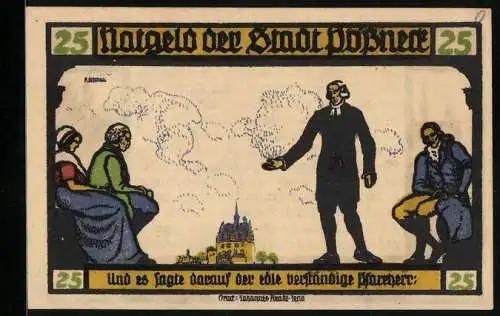Notgeld Pössneck 1921, 25 Pfennig, Goethe: Hermann und Dorothea, Und es sagte darauf..., Giebelhäuser