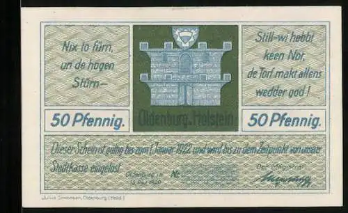 Notgeld Oldenburg i. Holst. 1920, 50 Pfennig, Das Torfwerk