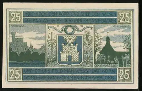 Notgeld Oldenburg i. Holst., 25 Pfennig, Stargard und Wappen