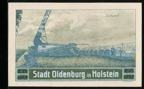 Notgeld Oldenburg i. Holst. 1920, 50 Pfennig, Partie am Torfwerk