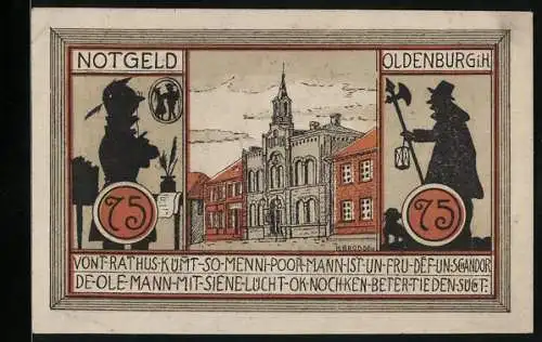 Notgeld Oldenburg i. Holst., 75 Pfennig, Ratsmann und Nachtwächter