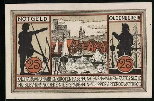 Notgeld Oldenburg i. Holst., 25 Pfennig, Soldat und Seemann