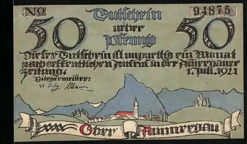 Notgeld Ober-Ammergau 1921, 50 Pfennig, Stammbaum mit Kindern