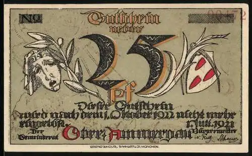 Notgeld Ober-Ammergau 1921, 25 Pfennig, Wegkreuz in der Sonne