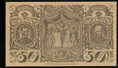 Notgeld Oberammergau 1921, 50 Pfennig, P. Otm. Weiss, Daisenberger, Passion 1629
