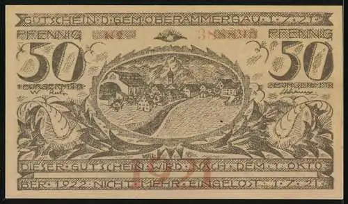 Notgeld Oberammergau 1921, 50 Pfennig, P. Otm. Weiss, Daisenberger, Passion 1629