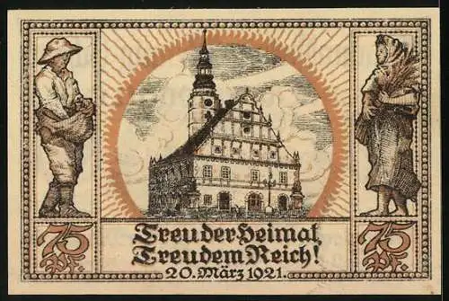 Notgeld Oberglogau 1921, 75 Pfennig, Das Rathaus