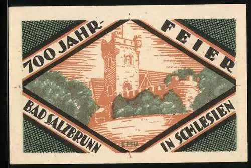 Notgeld Bad Salzbrunn i. Schl. 1921, 50 Pfennig, Die Burg