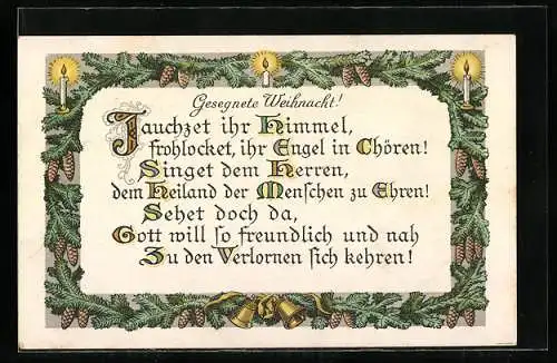 AK Gedicht zu Weihnachten mit Tannenzweigen als Rahmen