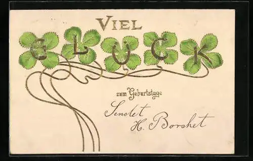 AK Kleeblätter als Glücksbringer zum Geburtstag