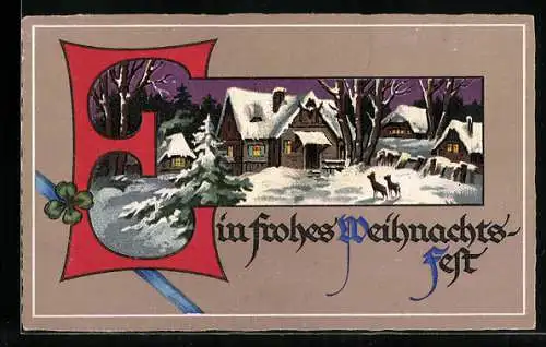 AK Weihnachten in einem kleinen verschneiten Dorf