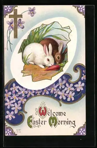 AK Osterhasen knabbern an Möhre