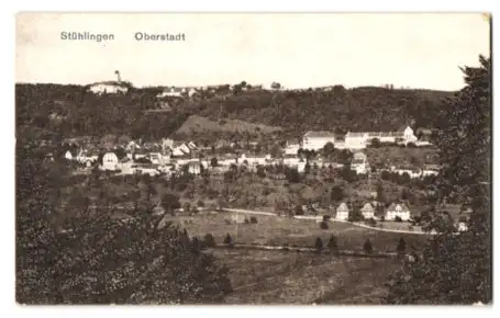 Mini-AK Stühlingen, Oberstadt aus der Vogelschau