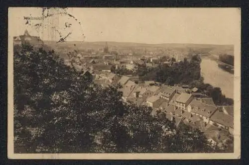 Siegelmarken-AK Weissenfels a. S., Schloss, Saalepartie, Kaiser Wilhelm-Denkmal