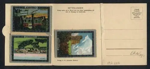 Siegelmarken-AK Ohrdruf, Wasserturm, Scherershütte, Zeppelin über dem Truppenübungsplatz