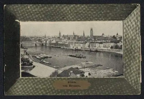 Leporello-AK Bremen, Marktplatz, Centralbahnhof, Rathaus, Weserbrücke