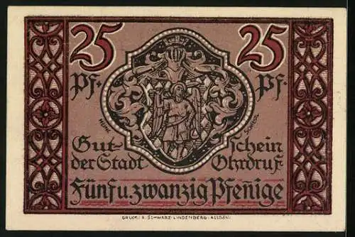 Notgeld Ohrdruf 1921, 25 Pfennig, Rathaus