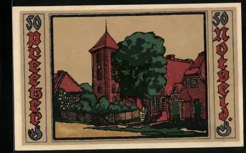 Notgeld Preetz in Holstein 1921, 50 Pfennig, Partie an der Kirche