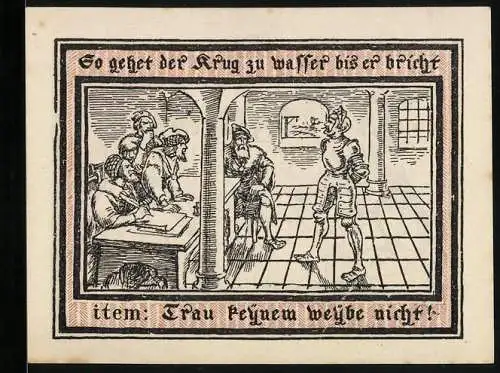 Notgeld Pritzwalk 1922, 2 Mark, Der Dieb vor dem Rat