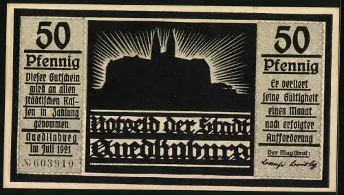 Notgeld Quedlinburg 1921, 50 Pfennig, Heinrich missfällt die Vertreibung der Vögel