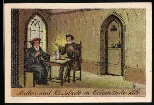 Notgeld Orlamünde 1921, 50 Pfennig, Luther und Karlstadt 1524, Stadtwappen