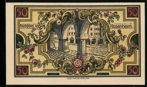 Notgeld Rosenheim 1921, 50 Pfennig, Säulengang, Geistlicher