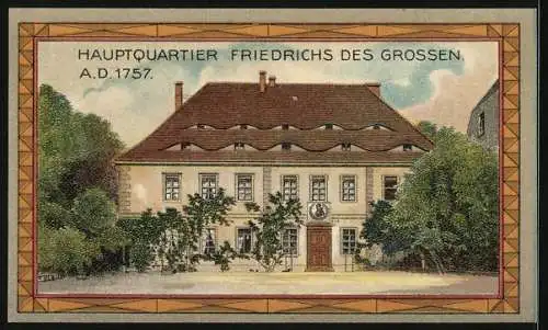 Notgeld Rossbach, 50 Pfennig, Stadtwappen, Hauptquartier Friedrichs des Grossen