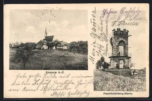 AK Stroheim /N.-Ö., Ortsansicht und Mayerhoferberg-Warte