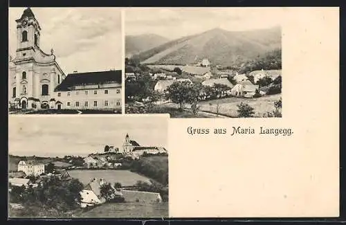 AK Maria Langegg, Teilansicht und Kirchturm