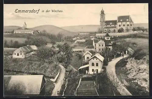 AK Emmersdorf in der Wachau, Ortsansicht aus der Vogelschau