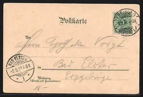 Lithographie Freiburg i. B., Markgräflerin und Schwarzwälderin in Trachten, Ortsansicht mit Kirche