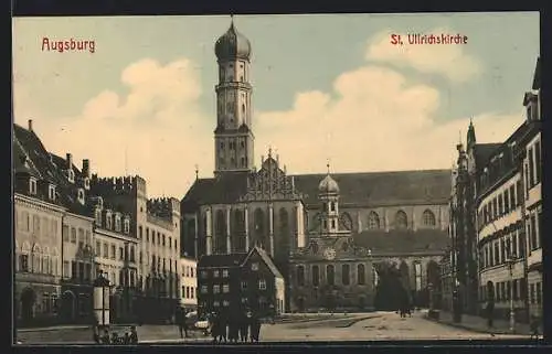 AK Augsburg, Litfasssäule vor der St. Ullrichskirche