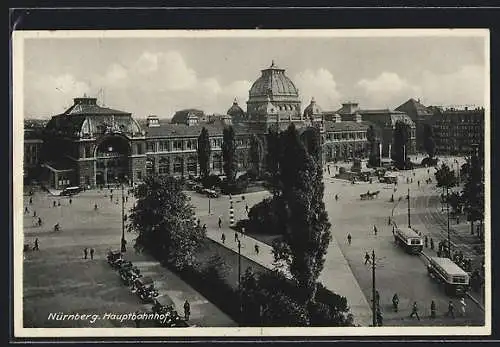 AK Nürnberg, Szene am Hauptbahnhof, Strassenbahn