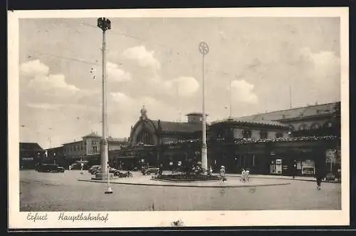 AK Erfurt, Hauptbahnhof mit Leuten