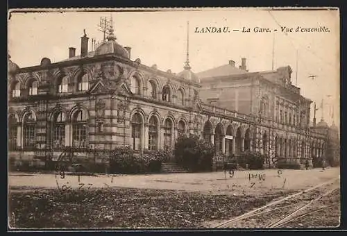 AK Landau / Pfalz, La Gare, Vue d'ensemble