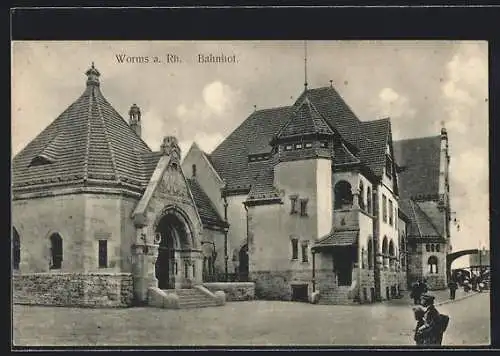 AK Worms a. Rh., Ansicht Bahnhof