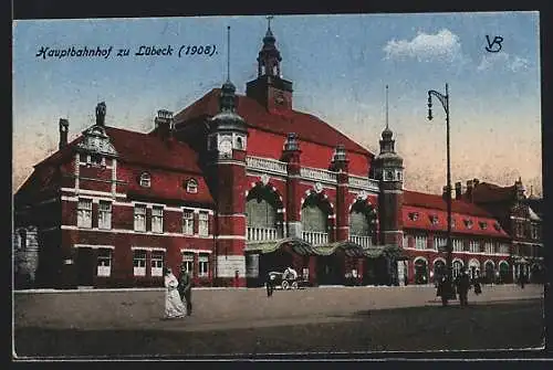 AK Lübeck, Blick auf den roten Hauptbahnhof