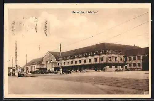 AK Karlsruhe, Blick auf den Bahnhof