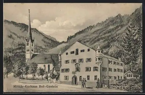 AK Bad Hofgastein, Militär-Kurhaus und Kirche